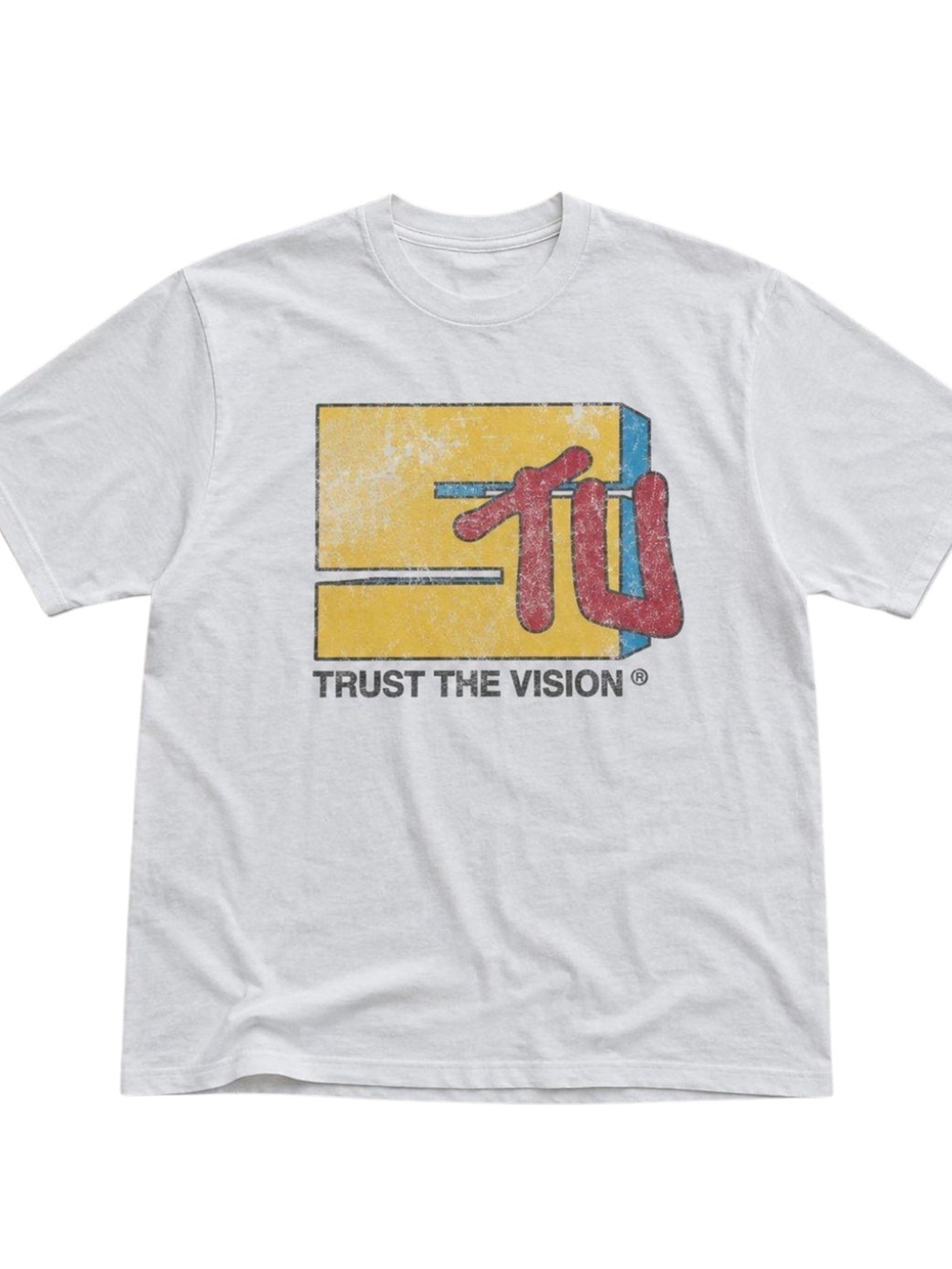 Gildan White 'Trust The Vision' Graphic Tee - Yellow & Red Design